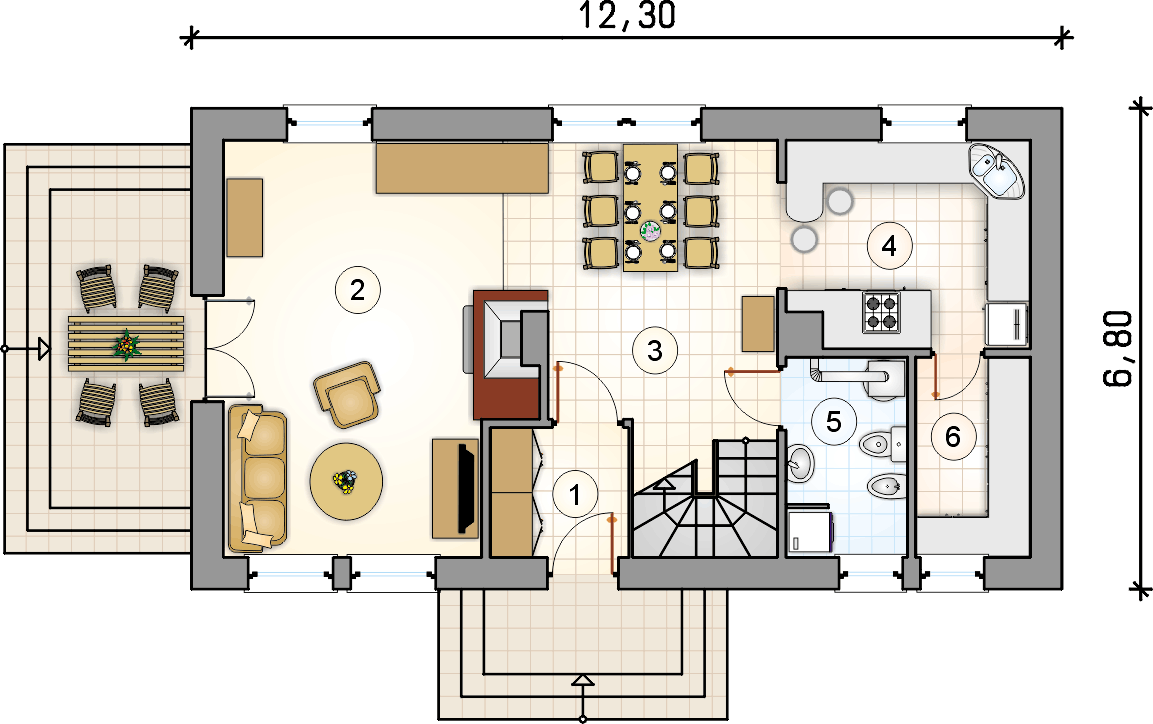 Koliba - rzut parteru